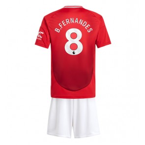 Manchester United Bruno Fernandes #8 Hemmakläder Barn 2024-25 Kortärmad (+ Korta byxor)